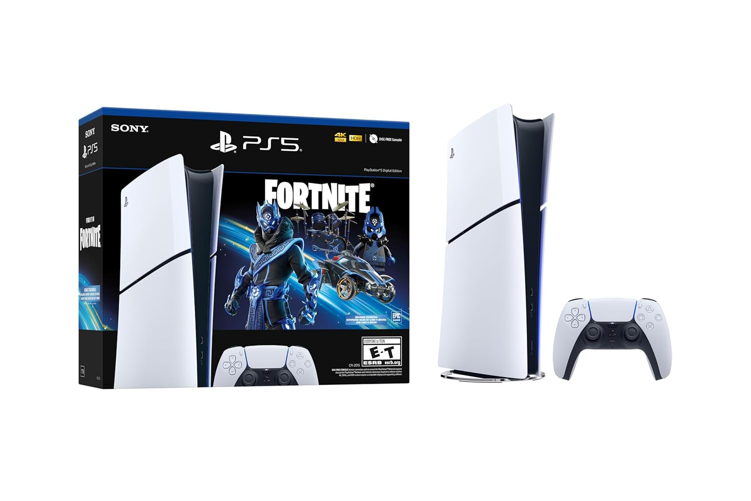 Sony - PlayStation 5 Slim Console Digital Edition - Fortnite Cobalt Star Bundle - White (Brand New)